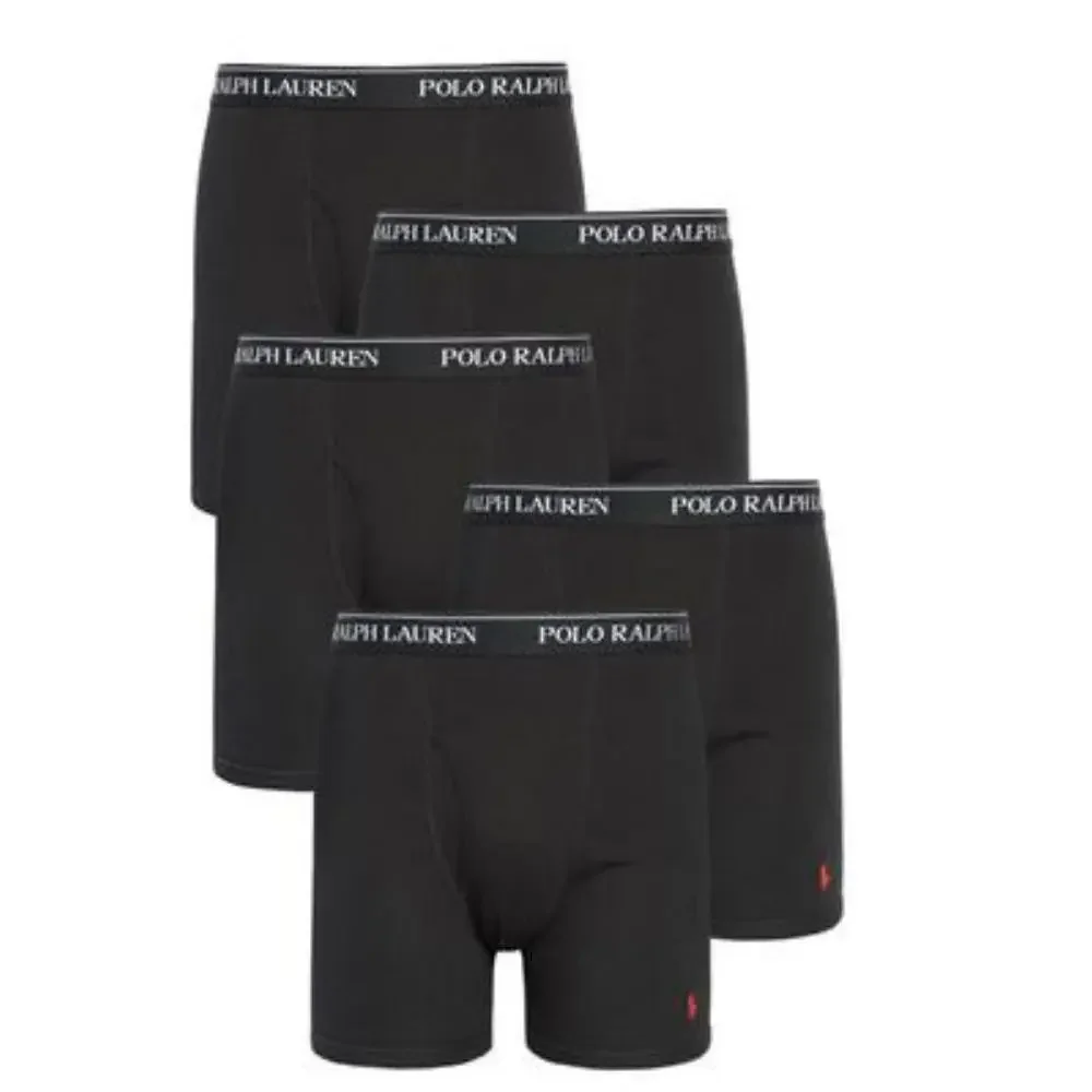 Polo Ralph Lauren 5 Pack Boxer Briefs Mens Black Cotton Classic Fit GBO3198